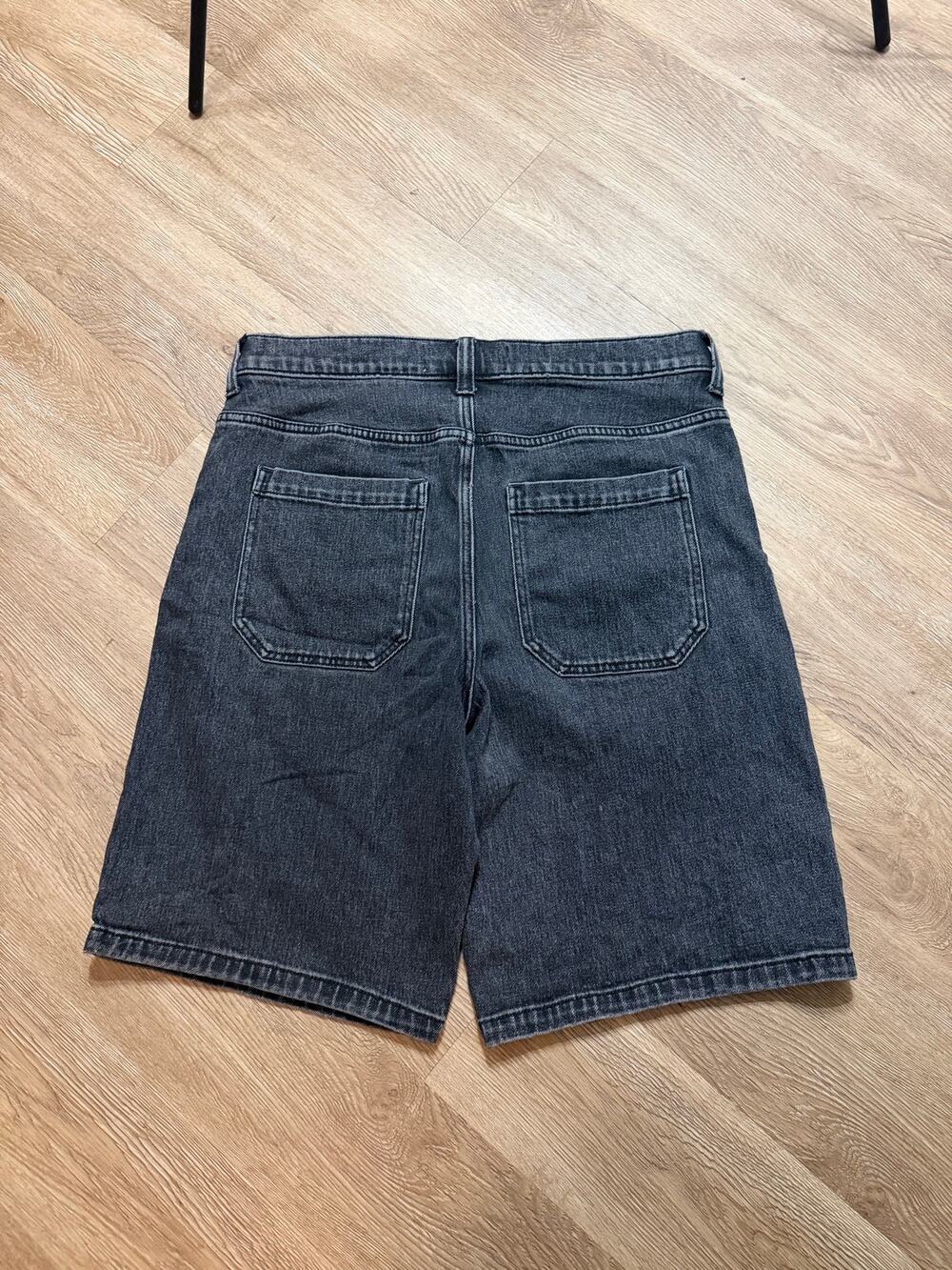 Hollister Baggy Jean Shorts Mens 34 Black Denim Loose Fit Skater Y2K